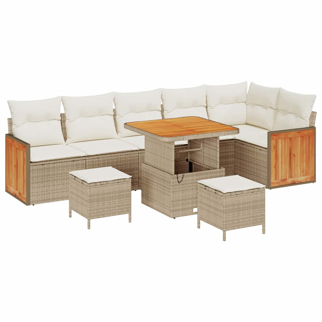 Garten-Sofa-Set 9 pcs Beige und Creme 80 x 80 x 71 cm